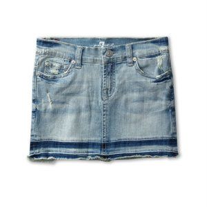 7 For All Mankind Kids Girls'  Blue Bleach Out Denim Skirt  Msrp $79.00